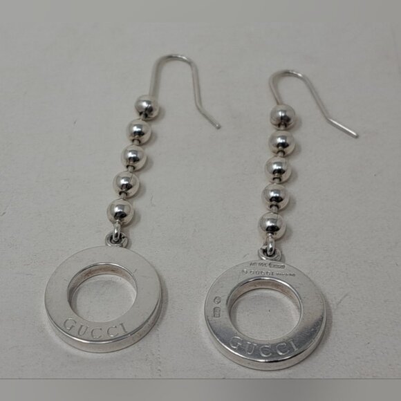 Gucci Women's Boucle Drop Earrings Sterling Silver 925 Italy 2.25" - Picture 3 of 15